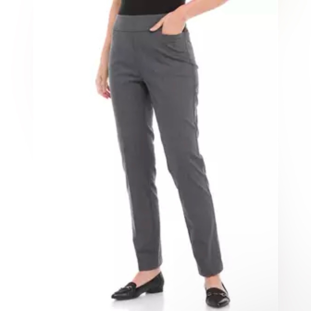 New Kim Rogers Super Stretch Straight Leg Grey pants Size 12 Petite